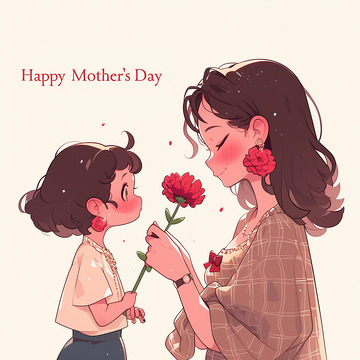 母亲节插画手绘