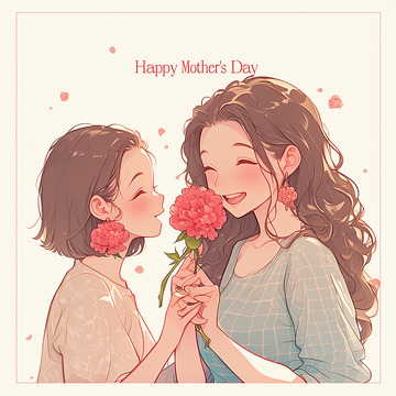 母亲节插画手绘1