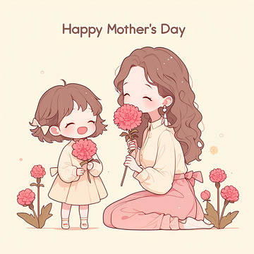 母亲节插画手绘3