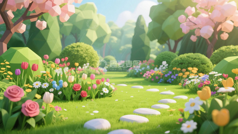 高清大图下载【趣麦麦图】3d卡通植物花草背景