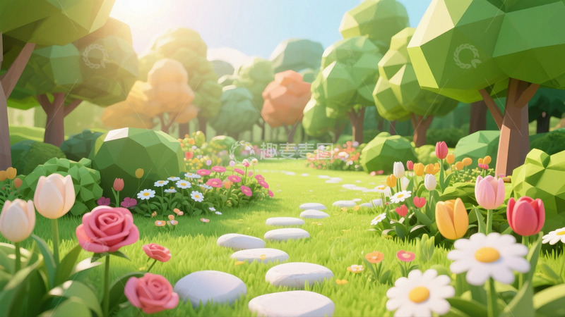 高清大图下载【趣麦麦图】3d卡通植物花草背景2