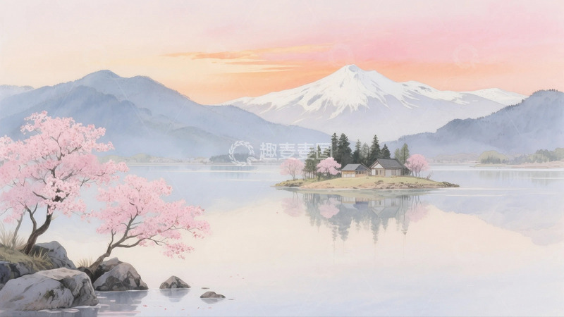 高清大图下载【趣麦麦图】水彩水墨山水背景