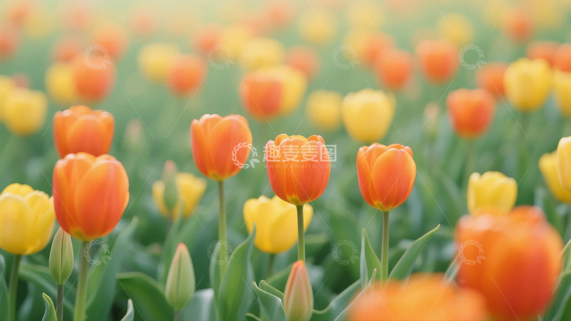 高清大图下载【趣麦麦图】盛开的郁金香花丛1