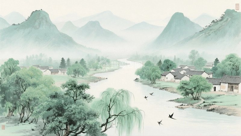 高清大图下载【趣麦麦图】国画水墨山水背景