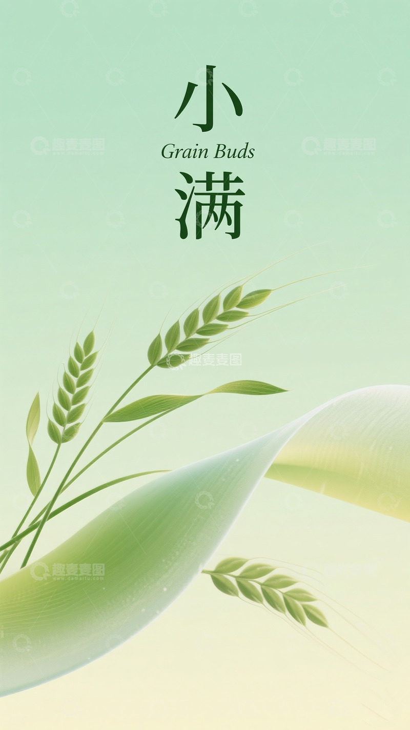 高清大图下载【趣麦麦图】小满插画海报竖板1