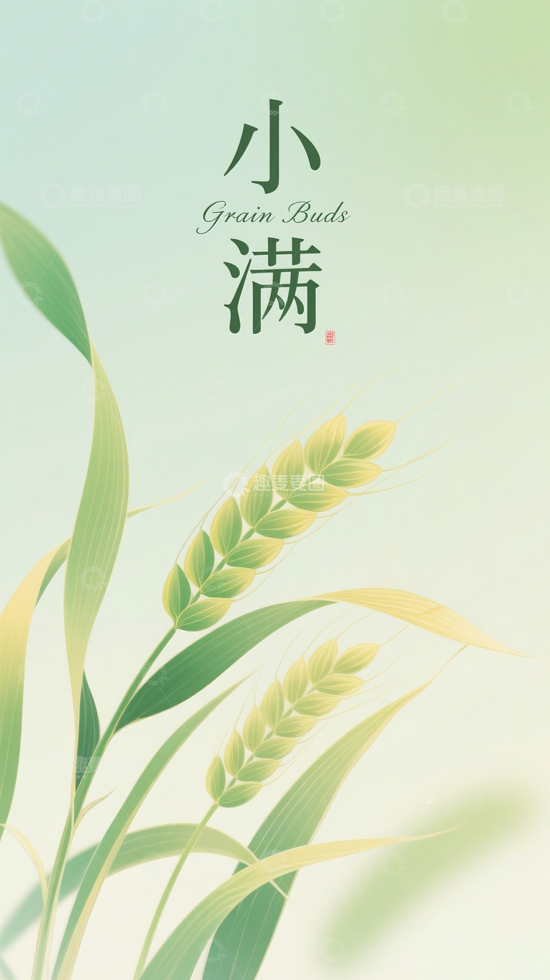 高清大图下载【趣麦麦图】小满插画海报竖板
