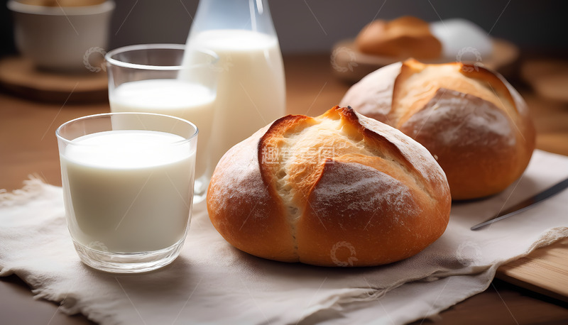 高清大图下载【趣麦麦图】美味营养早餐牛奶面包摄影图1