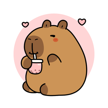 卡皮巴拉喝奶茶卡通