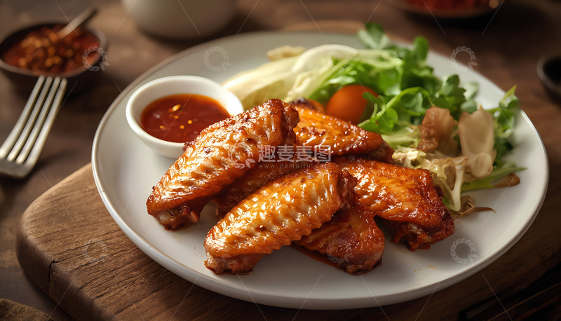 高清大图下载【趣麦麦图】美食辣味烤鸡翅摄影图1
