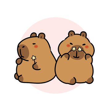 可爱卡皮巴拉拿着星星