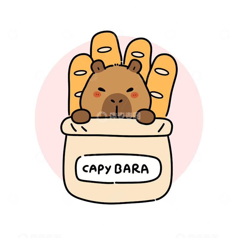 源文件下载【趣麦麦图】面包烘焙卡皮巴拉图案