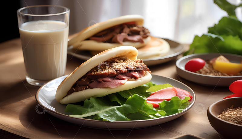美味营养肉夹馍摄影图