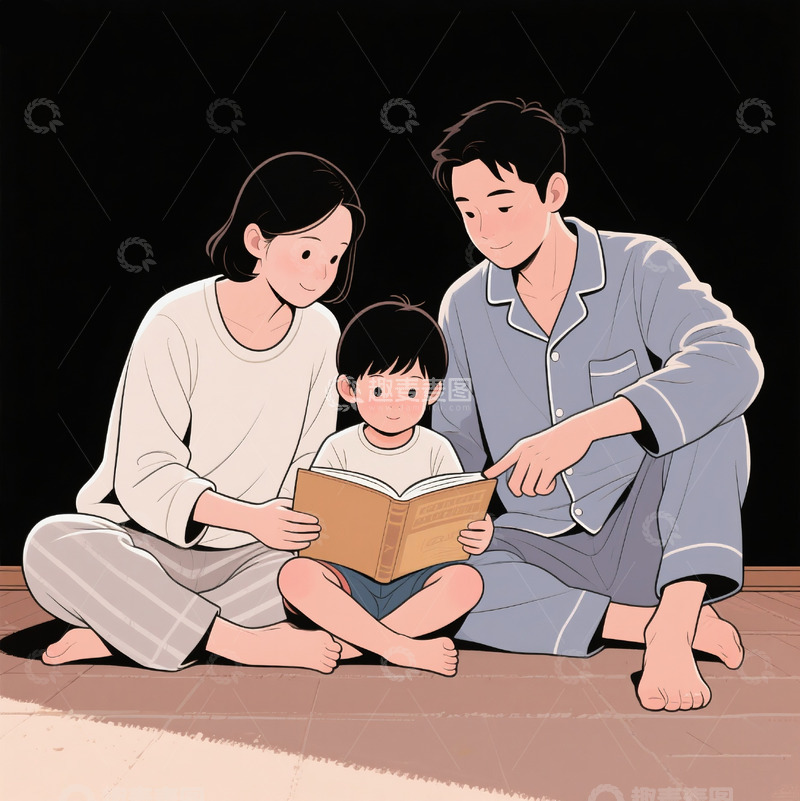 家长陪孩子看书1