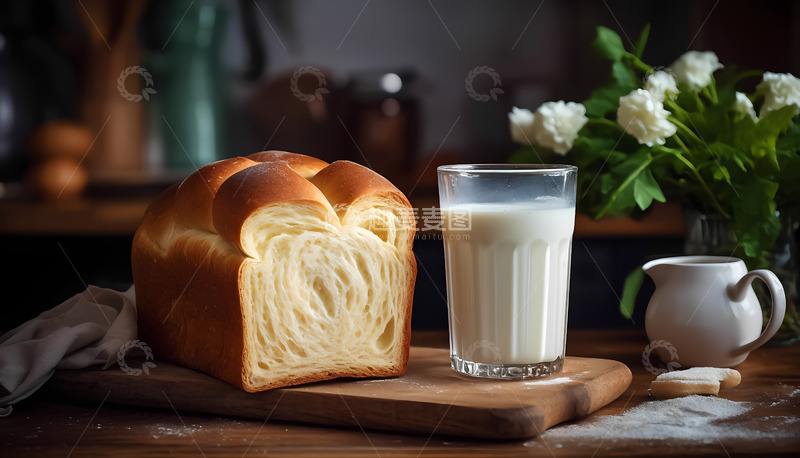 高清大图下载【趣麦麦图】美味营养早餐牛奶面包摄影图