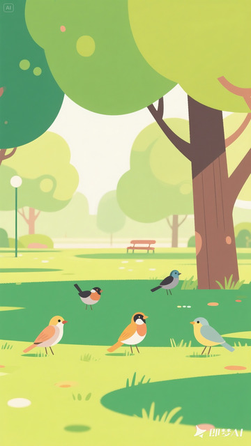 户外公园漫画背景3
