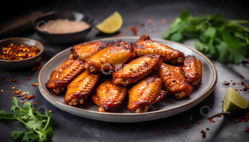 高清大图下载【趣麦麦图】美食辣味烤鸡翅摄影图2