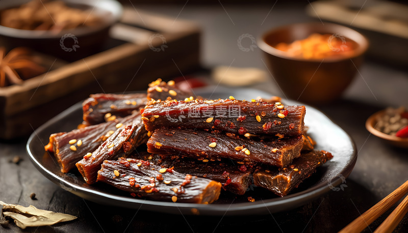 高清大图下载【趣麦麦图】美味小吃麻辣牛肉干摄影图1