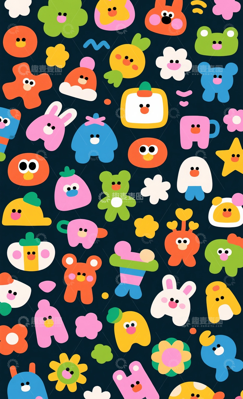 高清大图下载【趣麦麦图】卡通图案底纹1