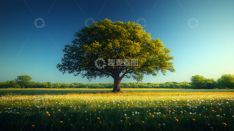 高清大图下载【趣麦麦图】草地上的一棵大树