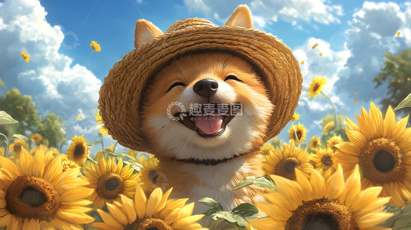 高清大图下载【趣麦麦图】戴帽子的可爱柴犬