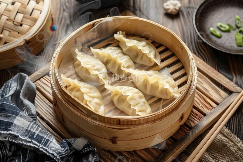 高清大图下载【趣麦麦图】一笼美味的蒸饺