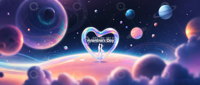 高清大图下载【趣麦麦图】情人节海报横向5