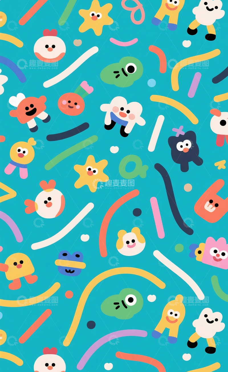 高清大图下载【趣麦麦图】卡通图案底纹10