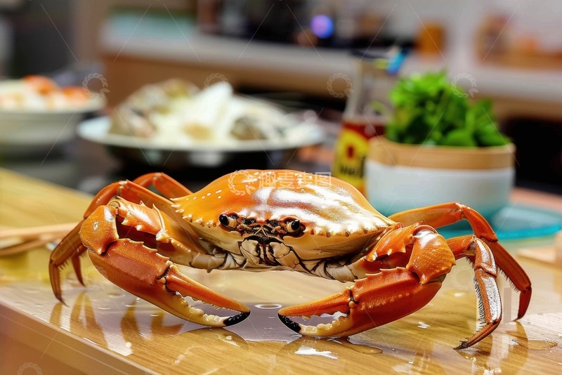 高清大图下载【趣麦麦图】桌面上的一只螃蟹