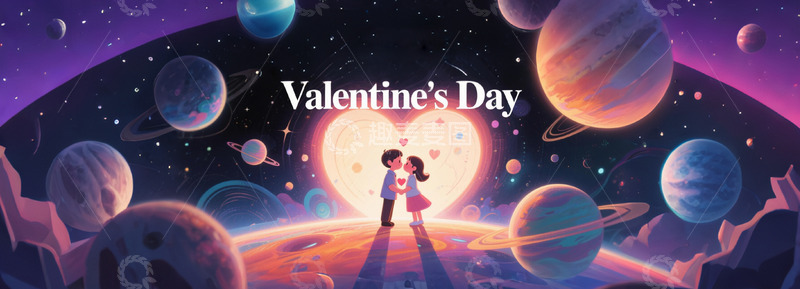 高清大图下载【趣麦麦图】情人节海报横向