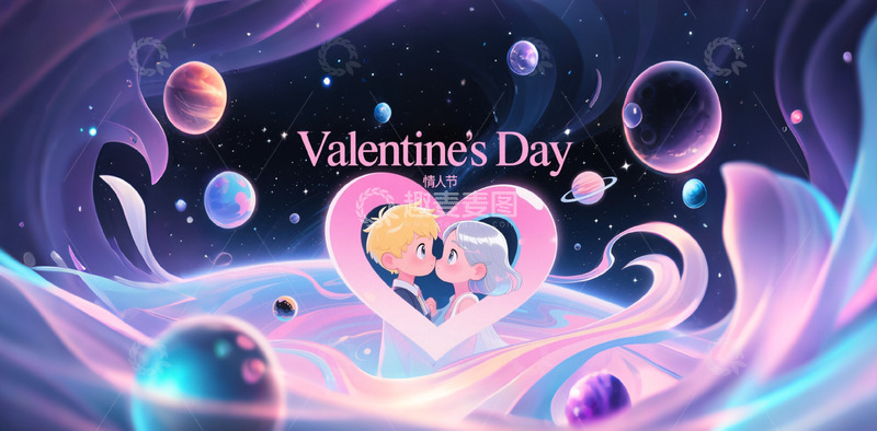 高清大图下载【趣麦麦图】情人节海报横向2