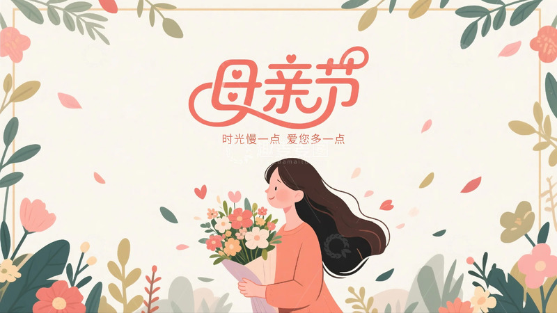 母亲节 母亲 孩子 花卉 植物 背景3