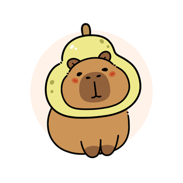 戴梨子圈的可爱水豚卡通插画