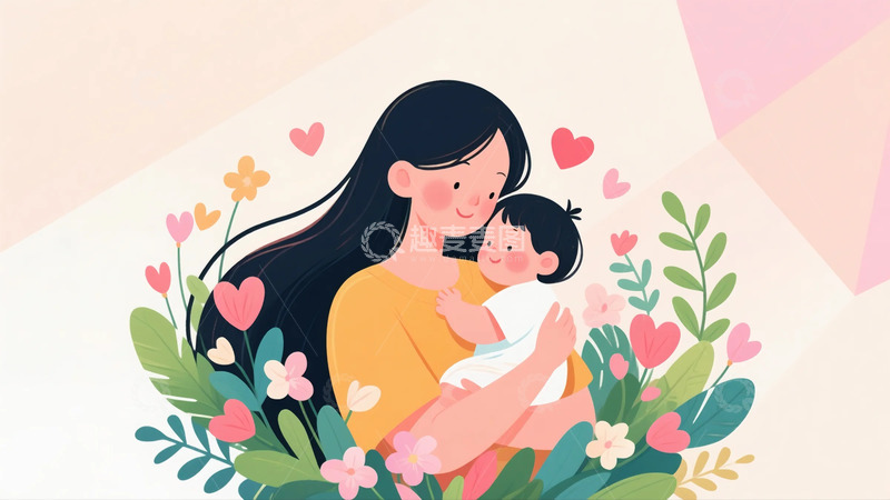 母亲节 母亲 孩子 花卉 植物 背景11