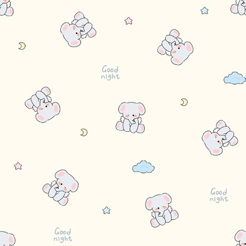 卡通可爱小象满印四方连续图案