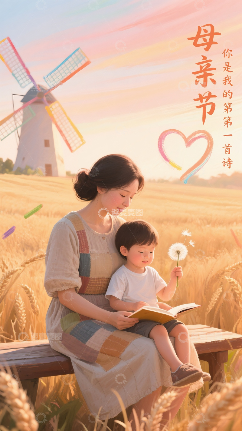 高清大图下载【趣麦麦图】母亲节海报你是我第一首诗1