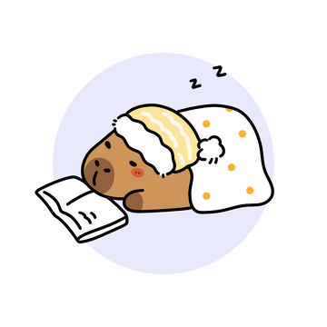 睡觉的卡皮巴拉卡通插画