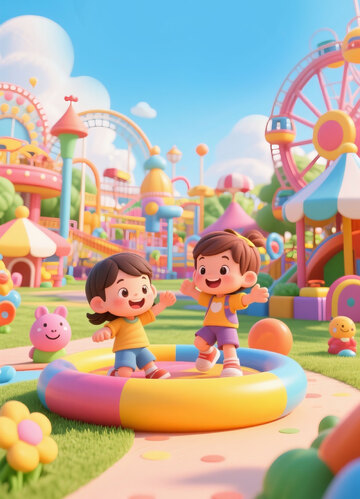 彩色3d卡通61儿童节摄影图