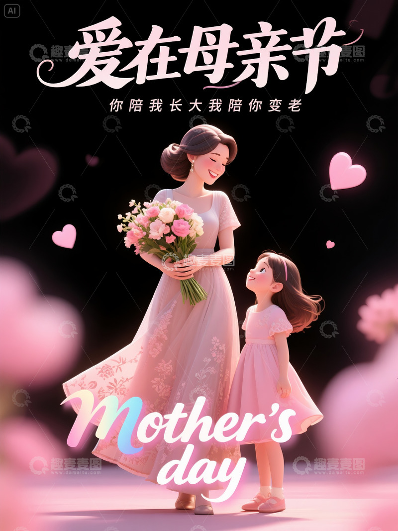 高清大图下载【趣麦麦图】爱在母亲节海报1