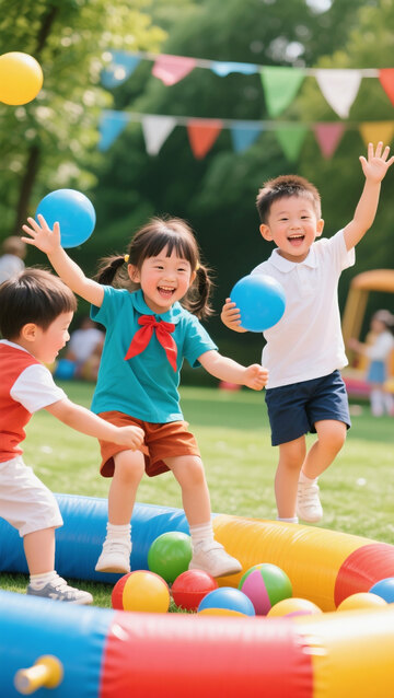 彩色欢乐欢快61六一儿童节摄影图