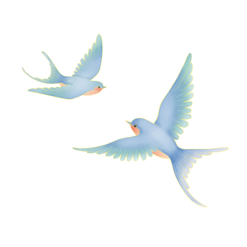 两只飞翔的小鸟插画