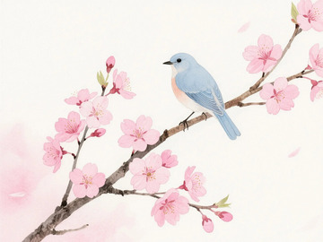 国风水彩水墨花鸟2