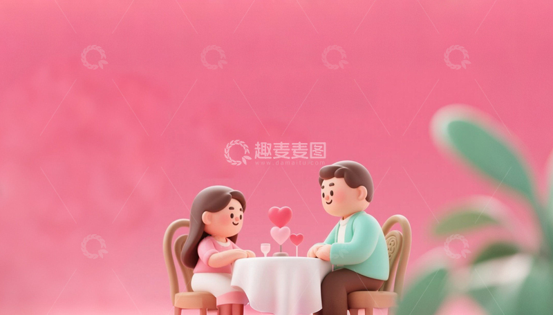 高清大图下载【趣麦麦图】情人节3D渲染人物情侣