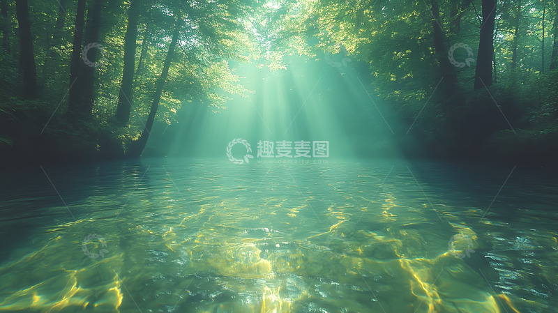 高清大图下载【趣麦麦图】树林里的河流1
