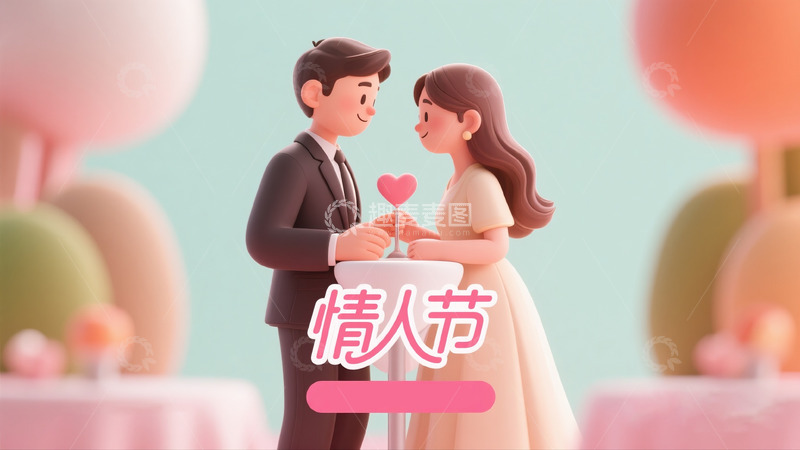 高清大图下载【趣麦麦图】情人节3D渲染人物情侣2