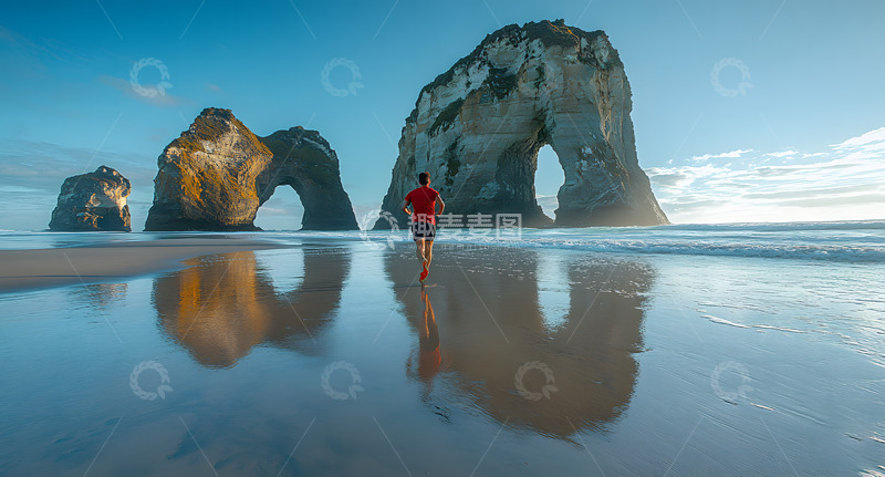 高清大图下载【趣麦麦图】海边跑步人物摄影3