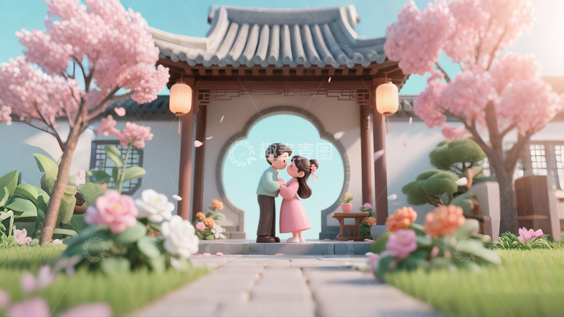 高清大图下载【趣麦麦图】情人节3D渲染人物情侣1