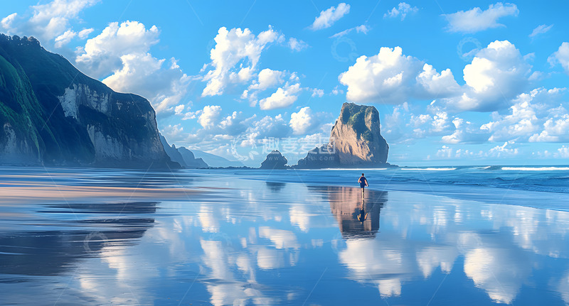 高清大图下载【趣麦麦图】海边跑步人物摄影4