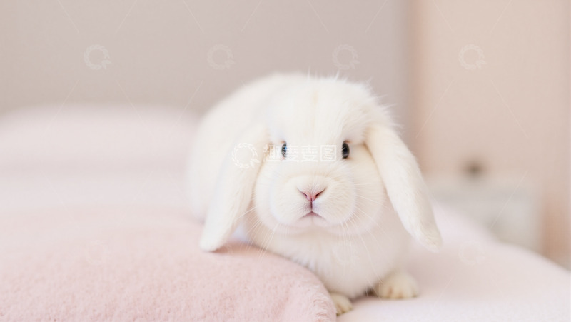 高清大图下载【趣麦麦图】一只可爱的白色垂耳兔