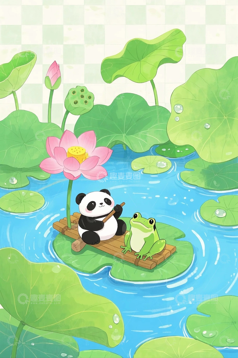 高清大图下载【趣麦麦图】夏日水彩风格插画 