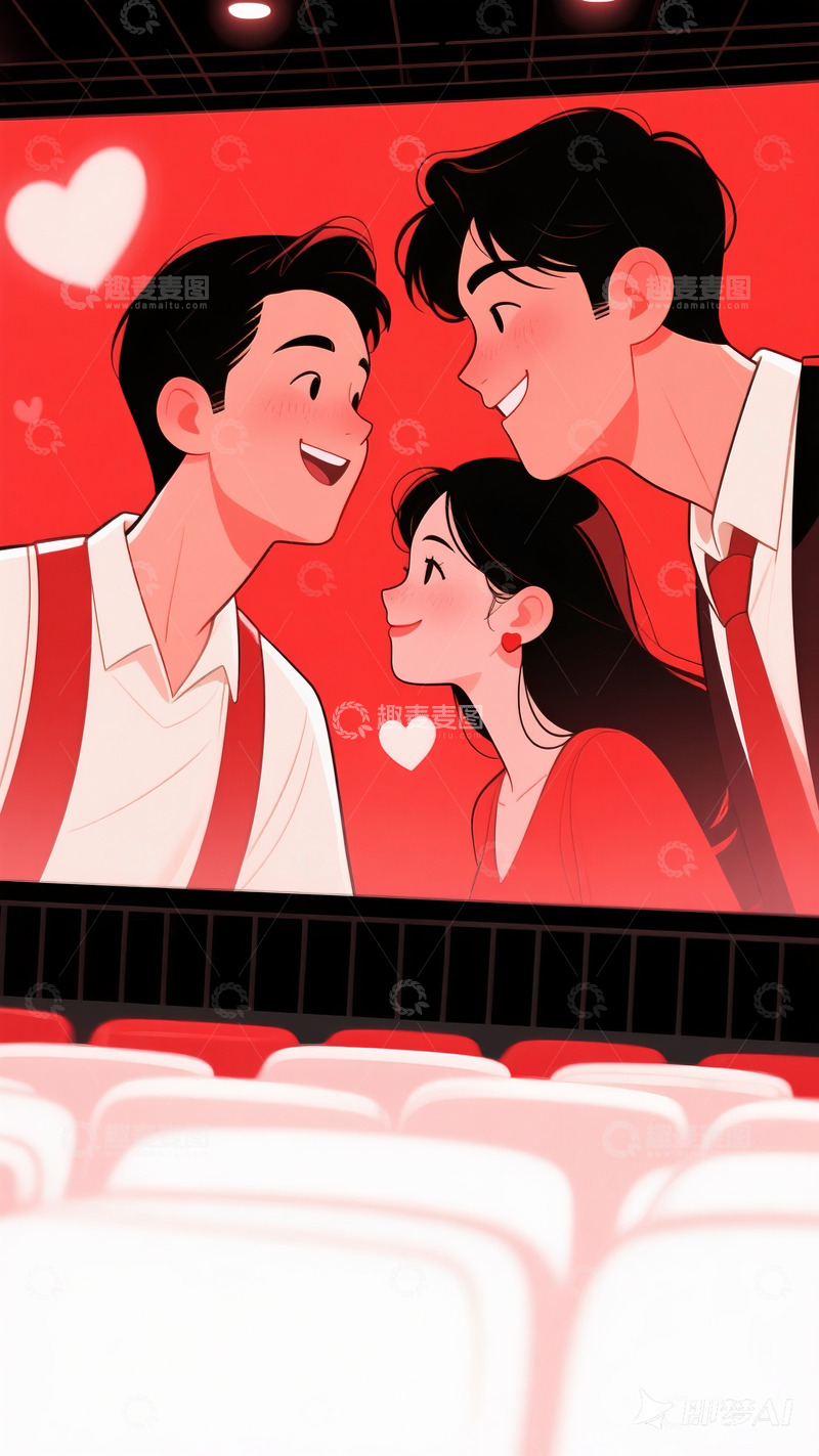 高清大图下载【趣麦麦图】情人节电影院1